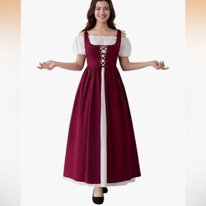 NWT  Burgundy Renaissance Lace-Up 2 Piece Costume Cosplay size Large